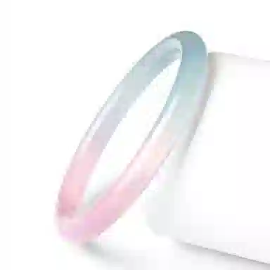 银千惠 新中式清冷感冰透荔枝冻白月光美人条镯子国潮平安古风汉服旗袍贵妃镯 高级渐变国风复古叠戴叮当镯 玉髓 玉石手镯 女款