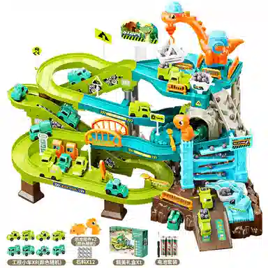 贝杰斯 恐龙汽车轨道闯关大冒险 电动工程 早教益智玩具