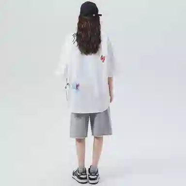 沐诚阳译 美式复古高街风透气百搭落肩短袖衬衫 男女同款