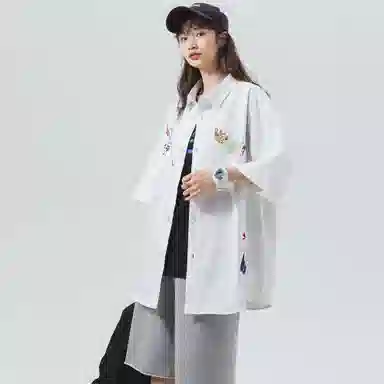 沐诚阳译 美式复古高街风透气百搭落肩短袖衬衫 男女同款