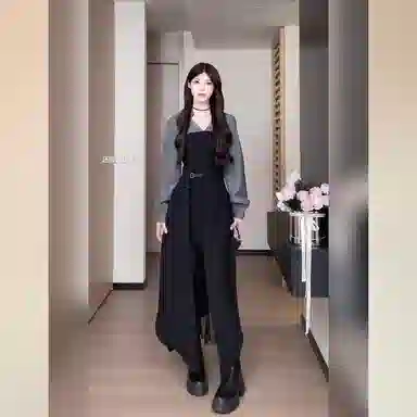 桴生 早秋赫本风时尚优雅蕾丝拼接不规则显瘦衬衫裙长袖连衣裙 女款