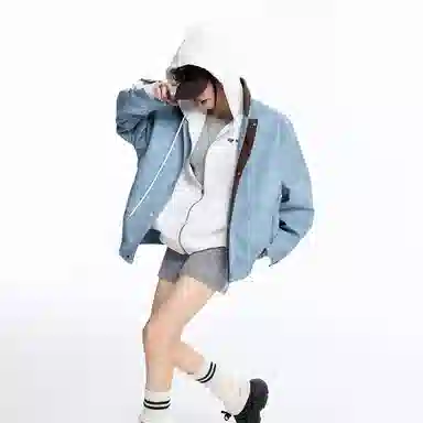 美式复古高街风宽松休闲撞色拼接夹克皮衣 男女同款