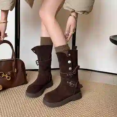 牛反绒 英伦复古时尚舒适百搭 短靴 女款