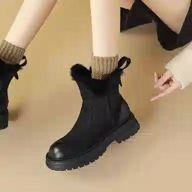 圆头擦色复古舒适时尚百搭 短筒 雪地靴 女款