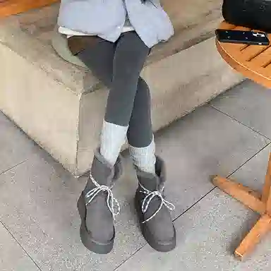 保暖耐磨增高 时尚甜美休闲学院风厚底柔软两穿 短筒 雪地靴 女款