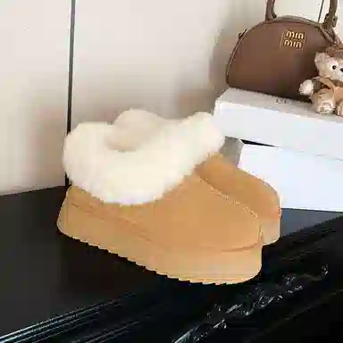 保暖增高防滑 加厚时尚百搭舒适毛毛 及踝 优质雪地靴 女款 栗色