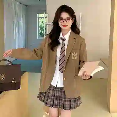 东鲸岁时记 学院风西装外套休闲摩尔学院百褶短裙制服 女款