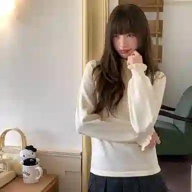 东鲸岁时记 休闲百搭甜美柔软舒适风修身显瘦上衣毛衣 女款