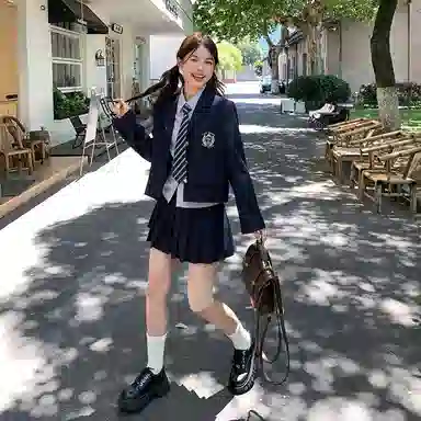 东鲸岁时记 学院风高级感伯克利修身上衣外套通勤职场微辣文艺风纯色短款西装 秋季 女款 礼盒装 藏青色