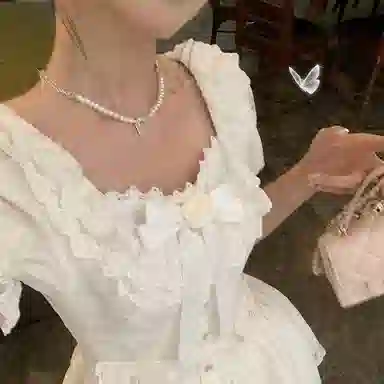 东鲸岁时记 蕾丝小个子气质女装高级感白色短袖连衣裙 女款 礼盒装