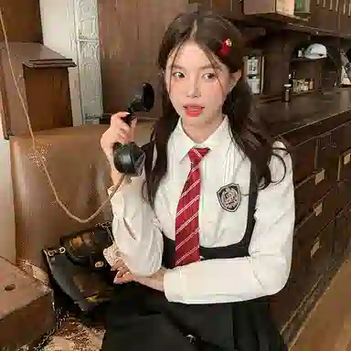 东鲸岁时记 学院风温柔学姐风职场微辣裙撞色修身收腰休闲衬衫连衣裙制服 春秋季 女款 礼盒装 黑白