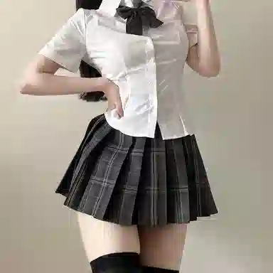 东鲸岁时记 学院风修身长袖衬衫格子伯克利半身裙针织开衫制服 女款