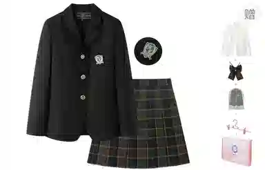 东鲸岁时记 学院风舒适西服简约格子伯克利青藤高校百褶裙制服 女款