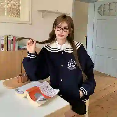 东鲸岁时记 开学季女优雅简约学院风穿搭长袖棒球服纯色半裙内搭花边小裙子学生日常甜美可爱裙装套装 女款 礼盒装