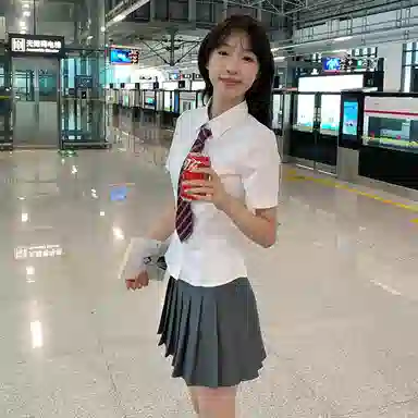 东鲸岁时记 学院风纯色翻领短袖衬衫百褶裙制服 女款 礼盒装