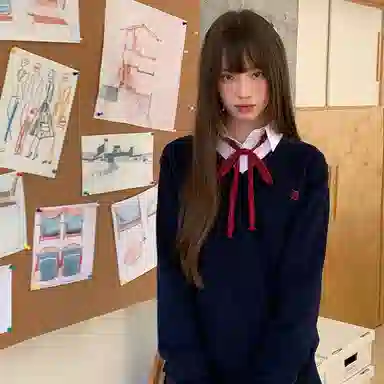 东鲸岁时记 慵懒风宽松高级感学院风舒适套头针织衫长袖衬衫经典格子百褶短裙制服 女款