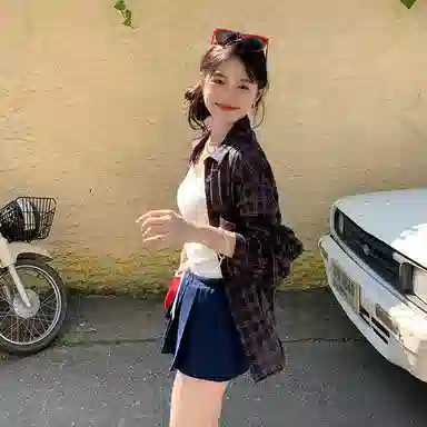 东鲸岁时记 时尚舒适百搭长袖制服 女款 礼盒装 甜莓假日复古绿格衬衫