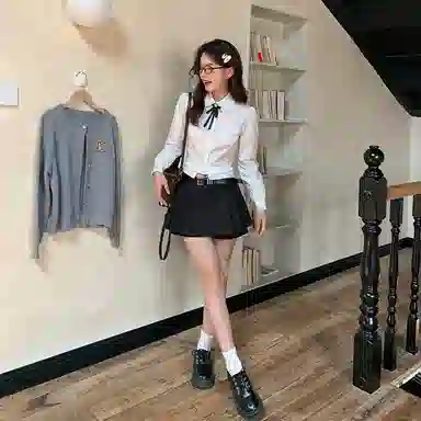 东鲸岁时记 学院风收腰高智感穿搭长袖上衣通勤半裙制服 女款