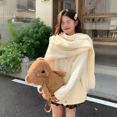 东鲸岁时记 学院风宽松韩系穿搭针织衫格纹气质半身裙裙装套装 女款