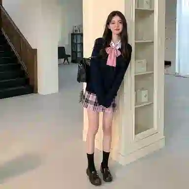 东鲸岁时记 学院风高腰宽松百搭长袖纯色制服 女款 礼盒装 图片色