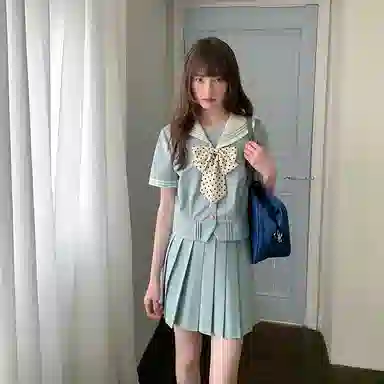 东鲸岁时记 学院风海军领短袖上衣通勤舒适半身裙制服 女款 薄荷绿