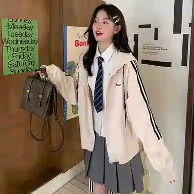 东鲸岁时记 学院风连帽休闲外套纯色半身裙松弛感卫衣套装 女款