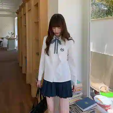 东鲸岁时记 学院风长袖衬衫小个子高腰显瘦格裙裙装套装 女款