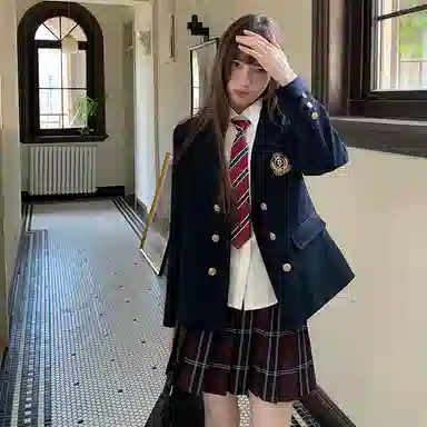 东鲸岁时记 学院风日系短款长袖上衣中腰半身裙制服 女款 礼盒装