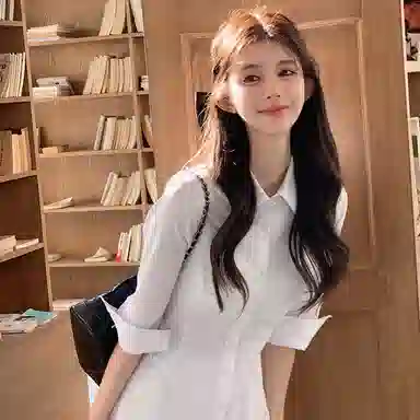 东鲸岁时记 纯欲风翻领修身纯色长袖连衣裙 女款 礼盒装 白色连衣裙（买赠送同色安全裤）