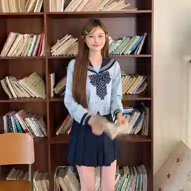 东鲸岁时记 开学季毕业季学院风日系水手服上衣伯克利百褶裙半身裙小个子裙装套装 女款