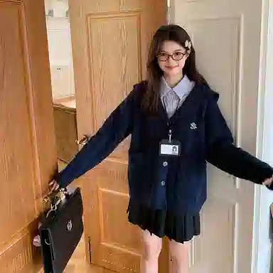 东鲸岁时记 宽松制服海军领慵懒风针织休闲简约半身裙裙装套装 女款