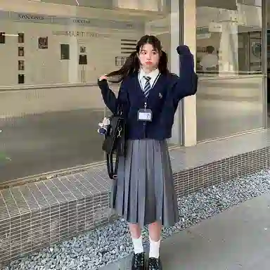 东鲸岁时记 学院风格雷系纯色中长款伯克利百褶裙休闲长裙 女款 灰色裙