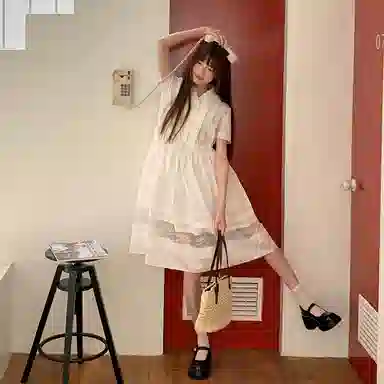 东鲸岁时记 法式气质通勤纯色简约舒适短袖连衣裙 女款 礼盒装 白色连衣裙（含内衬 腰部抽绳设计）