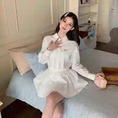 东鲸岁时记 法式气质长袖衬衫设计感小众蛋糕裙裙装套装 女款 礼盒装 长袖衬衫+白色短裙（含打底裤） 买赠衣架