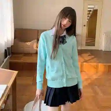 东鲸岁时记 学院风复古高级感显瘦舒适长袖针织衫格子百褶裙制服 女款