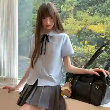 东鲸岁时记 设计感小众高级感减龄洋气短袖衬衫 女款