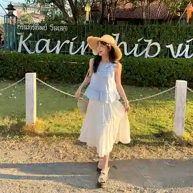 东鲸岁时记 气质度假独特绝美连衣裙裙装套装 女款 礼盒装 无袖衫+长裙 （含内衬）