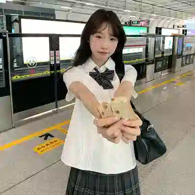 东鲸岁时记 学院风翻领刺绣贴袋短袖衬衫格纹短裙制服 女款