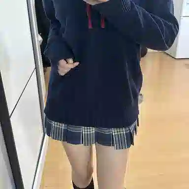 东鲸岁时记 学院风纯色套头简约休闲毛衣 女款 藏青色