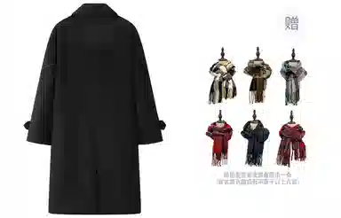 东鲸岁时记 毛呢学院风双排扣大衣 女款 黑色