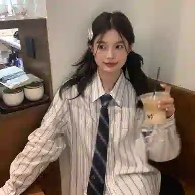 东鲸岁时记 韩剧女主穿搭学院风衬衣小衫松弛感宽松休闲外套文艺风学姐感职场通勤条纹长袖衬衫 男女同款 雾霾蓝