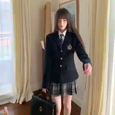 东鲸岁时记 学院风舒适气质上衣收腰修身半裙制服 女款 藏青色+灰黑色