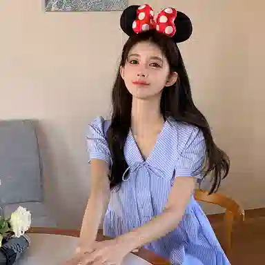 东鲸岁时记 海边度假气质高级感短袖连衣裙 女款 礼盒装 蓝色