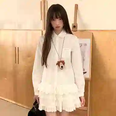 东鲸岁时记 蕾丝连衣裙小个子海边度假裙装套装 女款 礼盒装 白