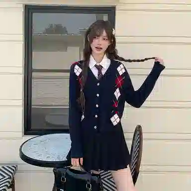 东鲸岁时记 开学季慵懒风学院风少女感甜美可爱复古日常通勤温柔甜妹保暖穿搭时尚毛衣外套毕业季针织衫 女款 礼盒装