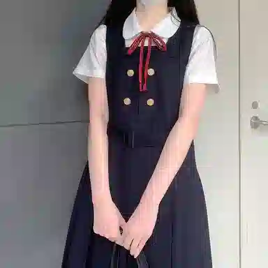 东鲸岁时记 学院风纯色气质西服休闲舒适上衣高腰合身短裙制服 女款 绀色