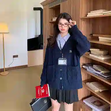 东鲸岁时记 宽松制服海军领慵懒风针织休闲简约半身裙裙装套装 女款