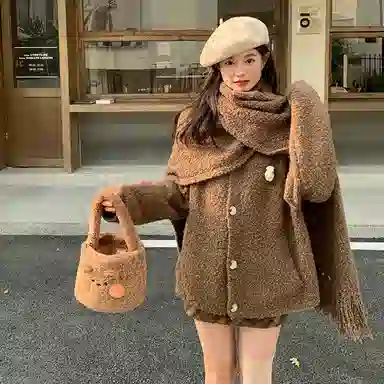 东鲸岁时记 学院风宽松韩系穿搭针织衫格纹气质半身裙裙装套装 女款