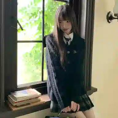 东鲸岁时记 复古绞花宽松刺绣海军领针织衫 女款 黑色