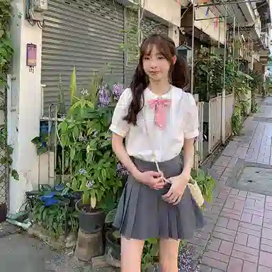 东鲸岁时记 纯色娃娃领设计感小众短袖衬衫 女款 白色